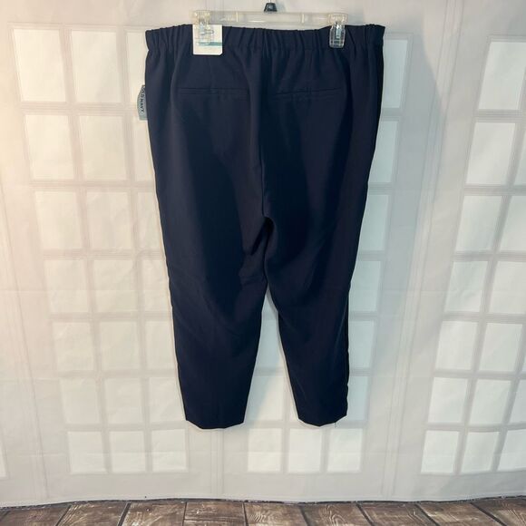 Old Navy NWT Black Navy Blue Tuxedo Stripe Flat Front Pull-On Pants Size 16 - Picture 4 of 9